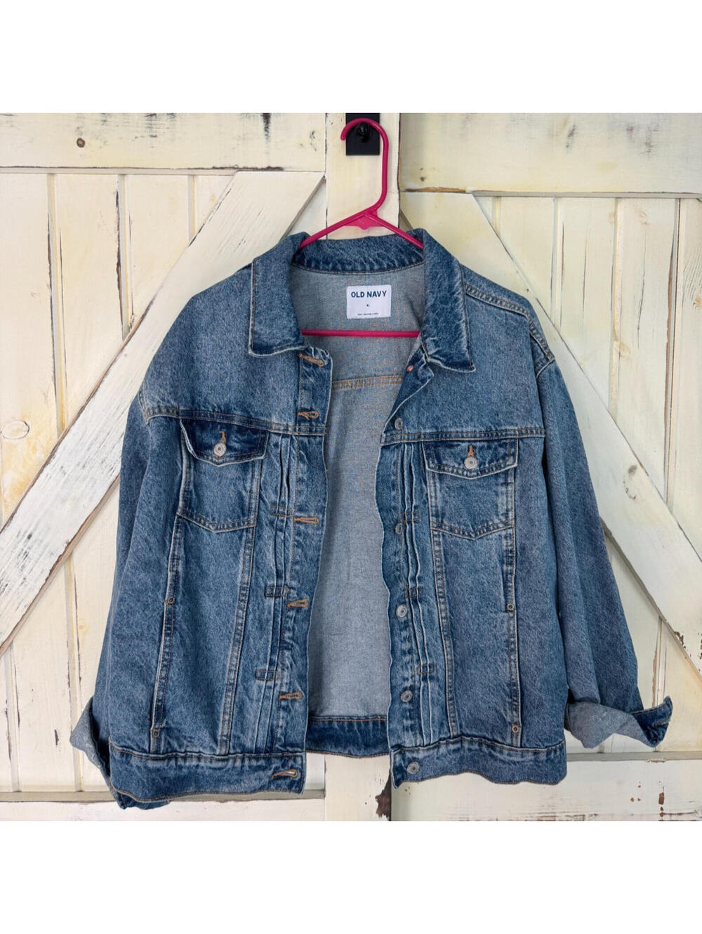Old Navy Womens Denim Jacket XL Blue Trucker Style Button Front Classic